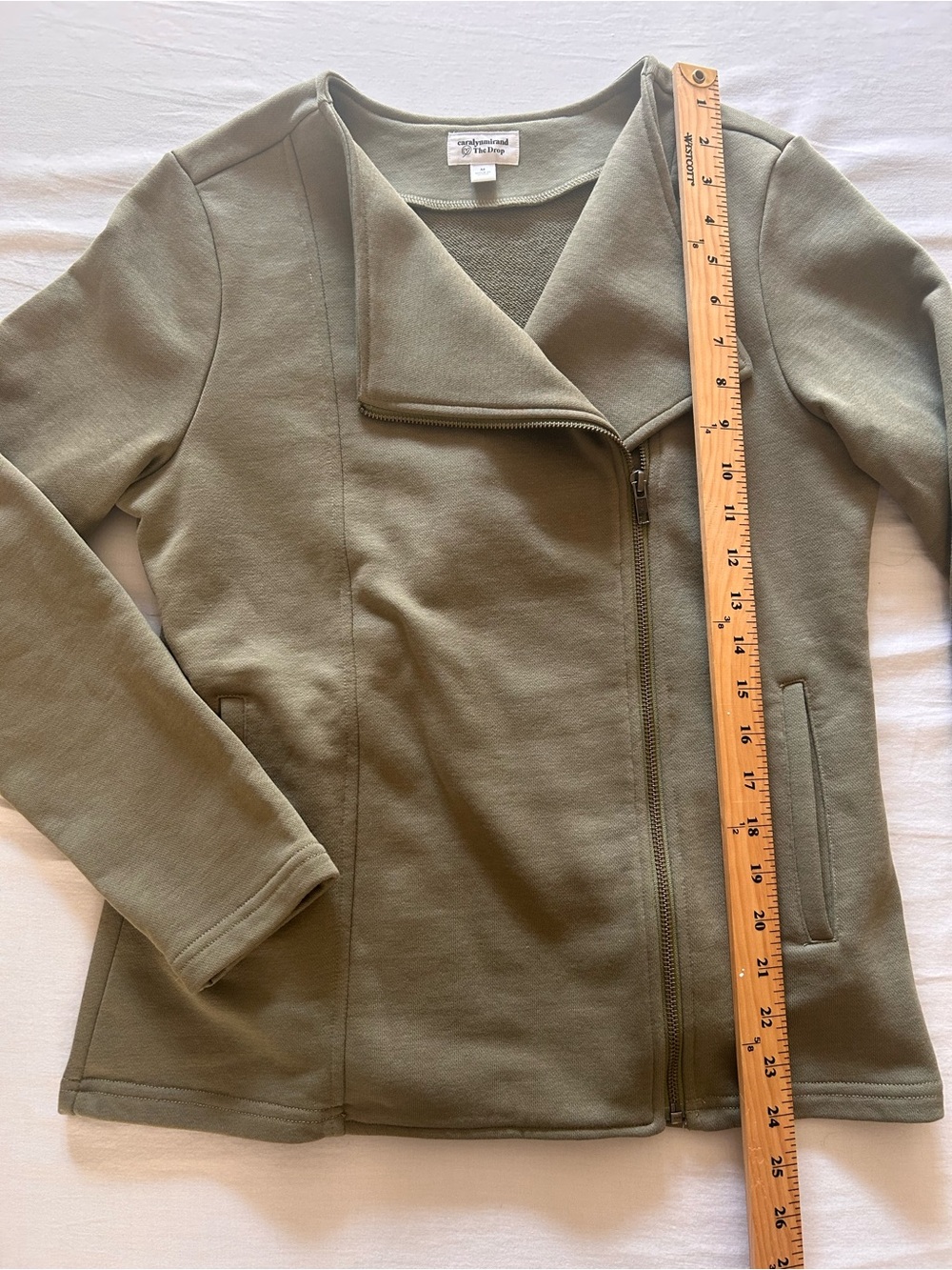 Carlyly Mirand x The Drop Asymmetrical Moto Sweater Jacket - Picture 2 of 9
